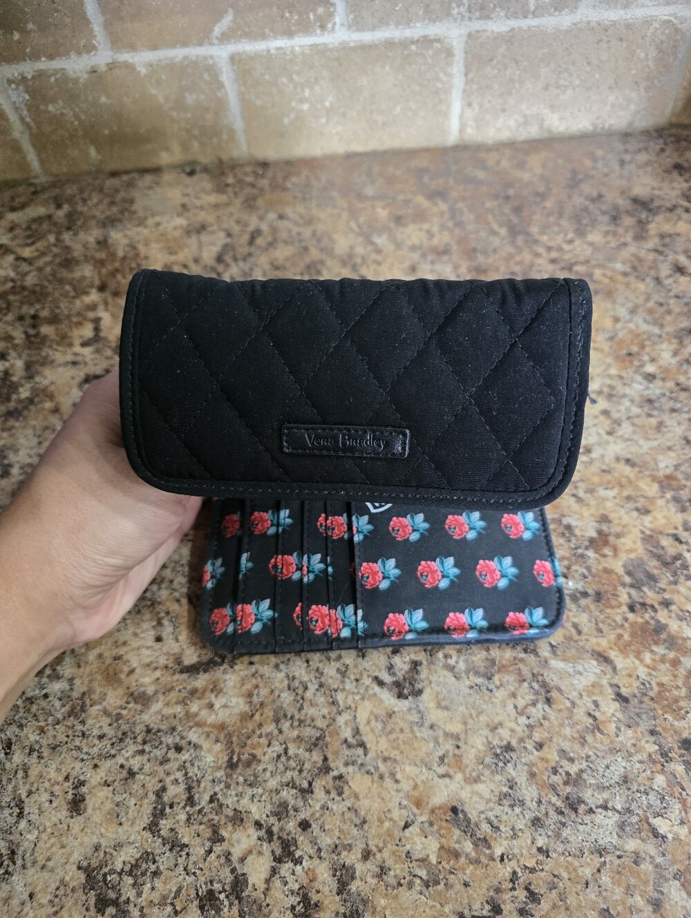 Vera Bradley RFID Small Zip-Around Wallet in Microfiber in Classic Black